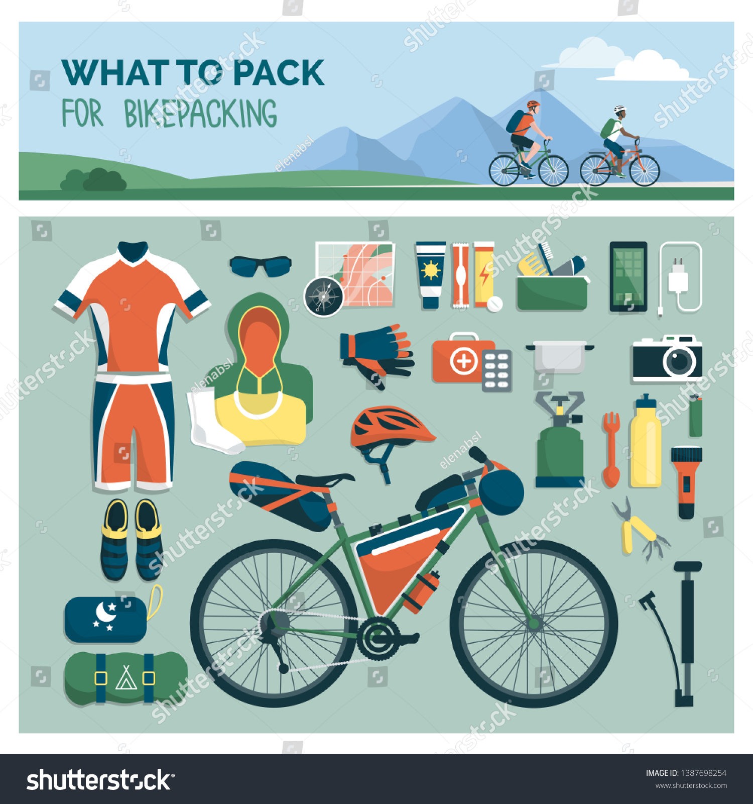 stock-vector-what-to-pack-for-bikepacking-sports-and-outdoor-travel-equipment-gear-for-bikers-flat-lay-objects-1387698254.jpg