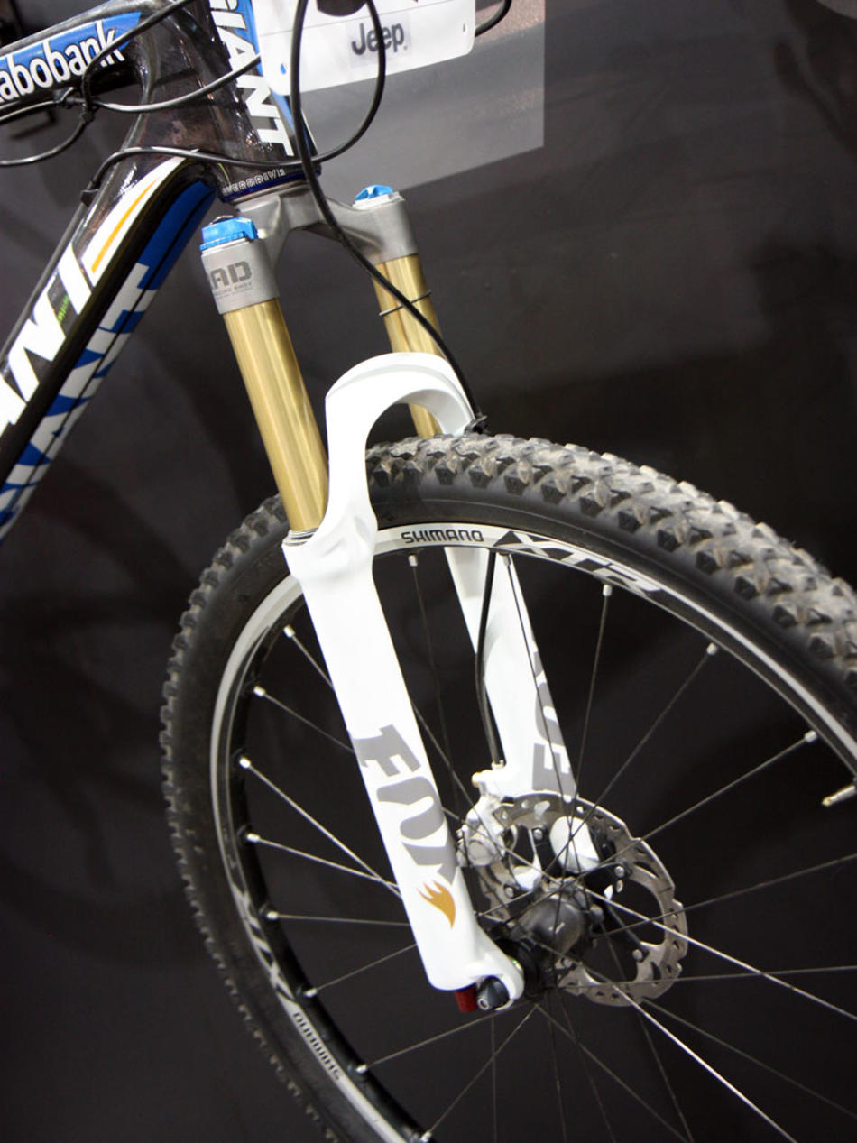 new Float Ti prototype fork at Interbike – built using a cast one-piece titanium crown and steerer.jpg