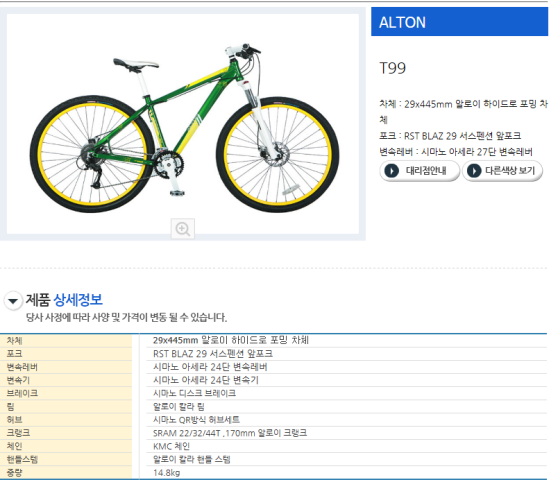 상세내용.png : MTB Alton T99 2012 - 27단 직거래/택배환영 [사진13매]